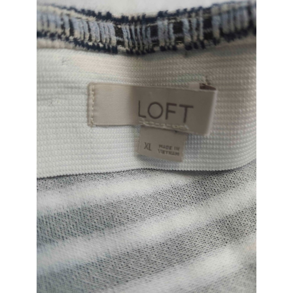 Loft Mini Skirt XL Black White Striped Textured Flounce Hem Nautical Summer Boho - Picture 2 of 4